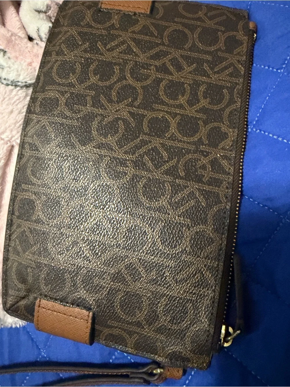 Calvin Klein Brown Signature Wristlet Clutch